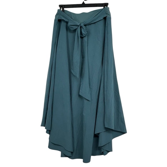 Halara Flowy Asymmetrical Maxi Skirt with Waist Tie Blue Green L - Picture 4 of 7